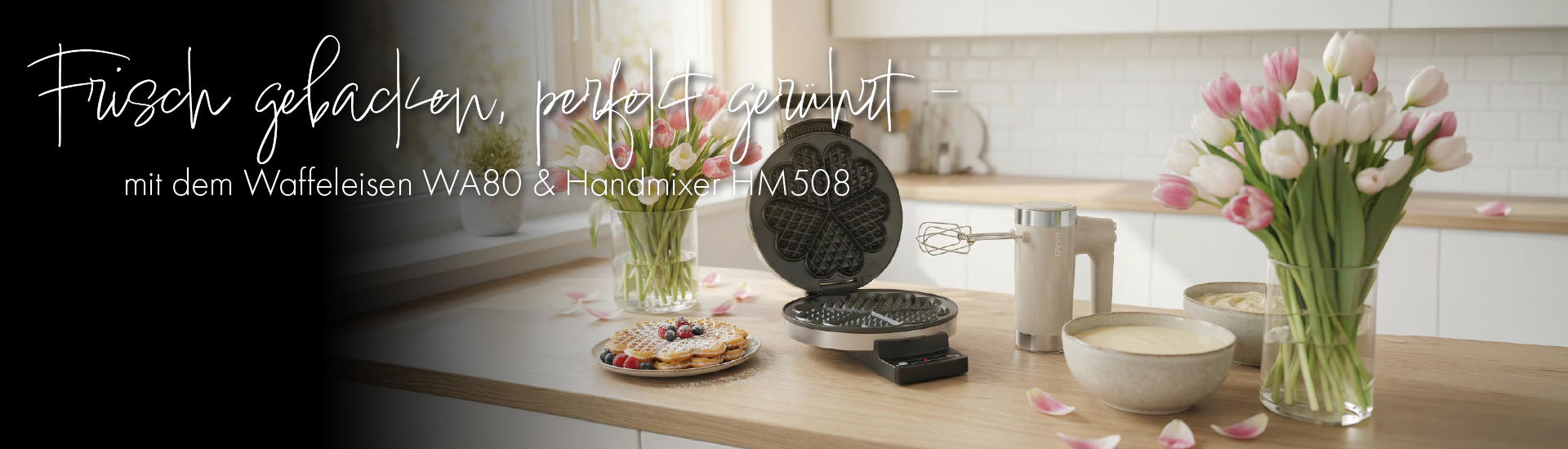 Frisch gebacken, perfekt gerührt mit Waffeleisen und Handmixer.