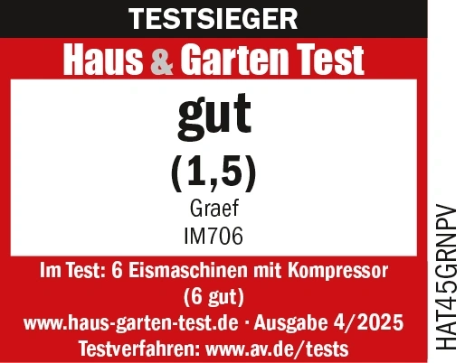 Testauszeichnung für Eismaschinen von Haus & Garten Test, Note gut (1,5)