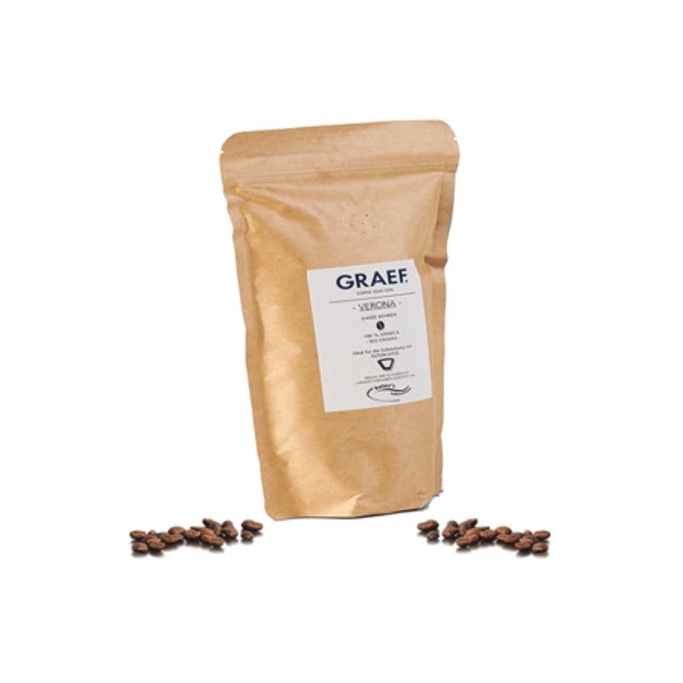 Coffee bag with coffee beans, GRAEF, Verona, 100% Arabica, brown packaging
