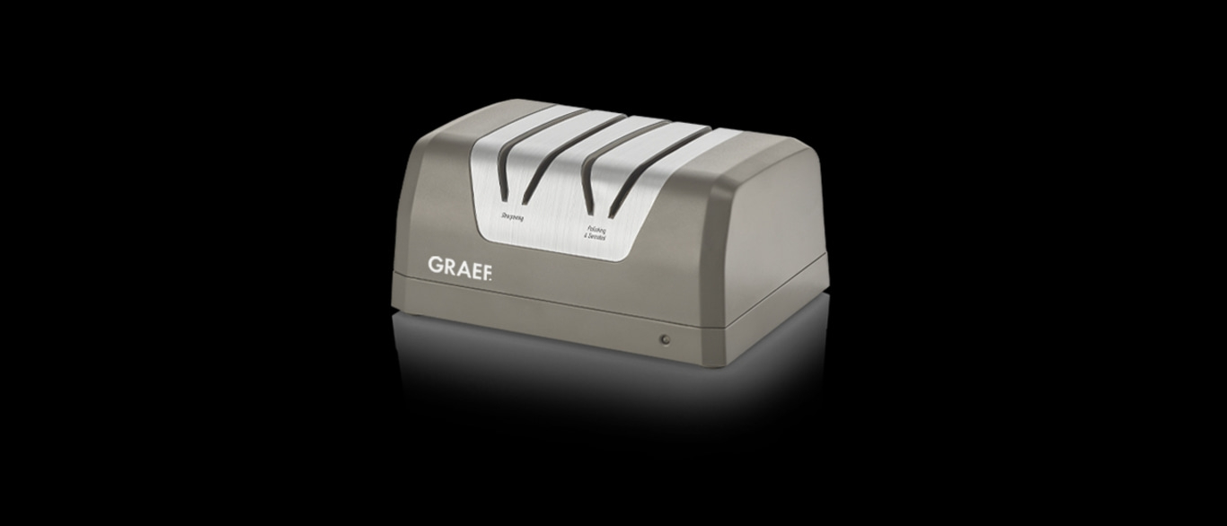 Graef Messerschärfer, grau, zum Schärfen und Polieren von Messern, Küchenutensil