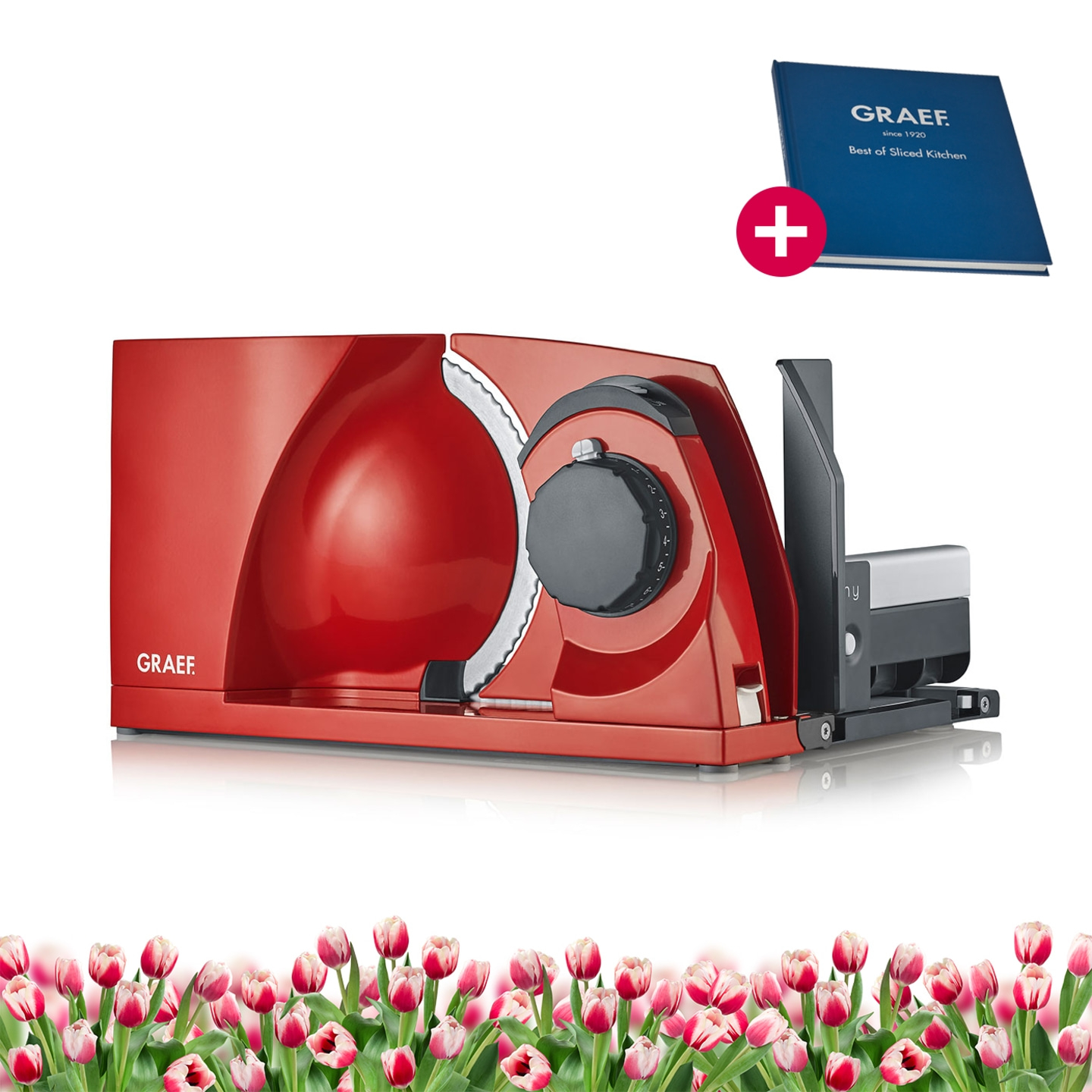 Trancheuse universelle pliable MYtiny, rouge Génialement petit, génialement simple !