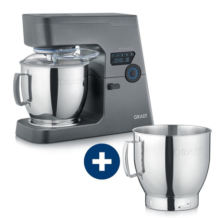 Küchenmaschine MYestro, eisenglimmergrau + Edelstahlrührschüssel Mehr Power. Mehr Menge. Mehr GRAEF.