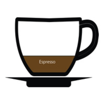 Espresso in einer Tasse, braune Flüssigkeit, Untertasse, Kaffeetasse, Getränk, heiß