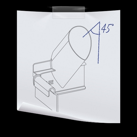 Dessin d'un objet avec un angle de 45 degrés sur papier