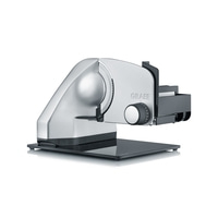 Graef Allesschneider, silberfarben, mit schwarzem Sockel und Bedienknöpfen, isoliert