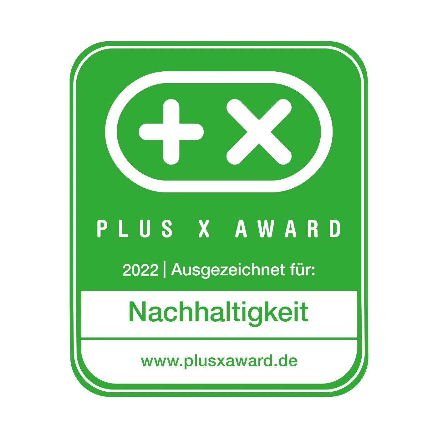 Plus X Award 2022 für Nachhaltigkeit, grüne Auszeichnung, Logo