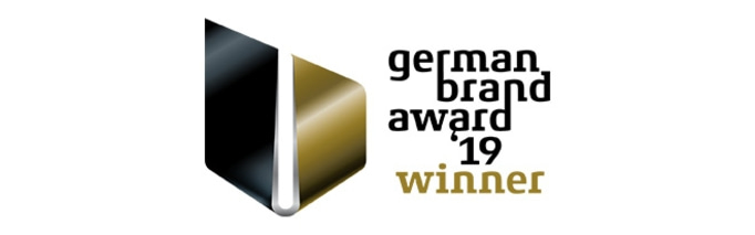 Logo German Brand Award 2019 Winner con design geometrico e testo