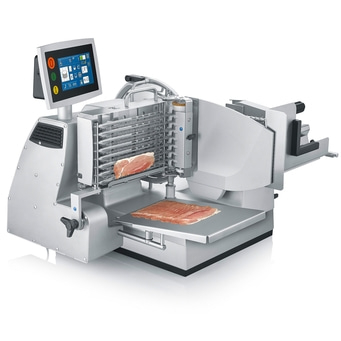 professionelle Schneidmaschine, geschnittener Schinken