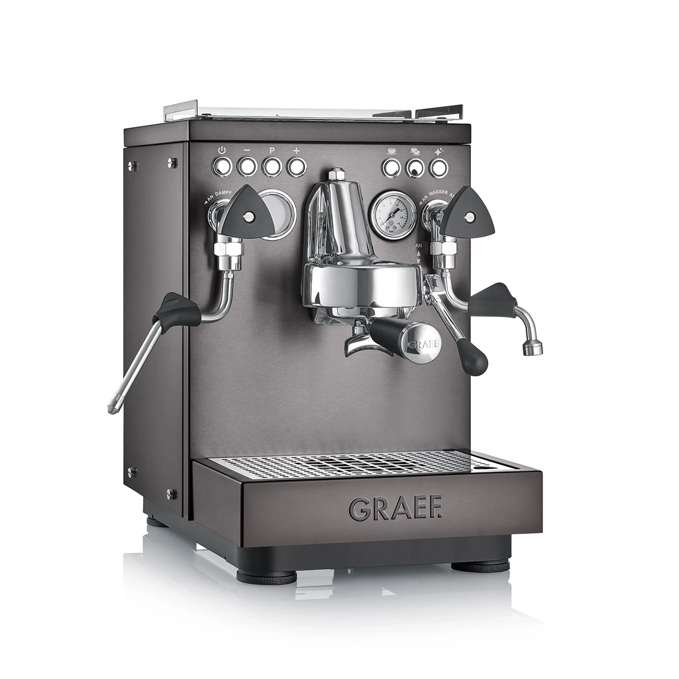 Siebträger-Espressomaschine Estessa, schwarz gebürstet Limited Edition