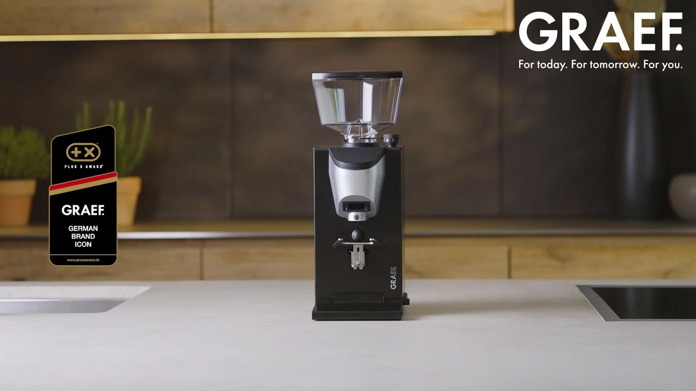 Kaffeemühle GRAEF, ausgezeichnet mit dem Plus X Award, deutsches Marken-Icon.