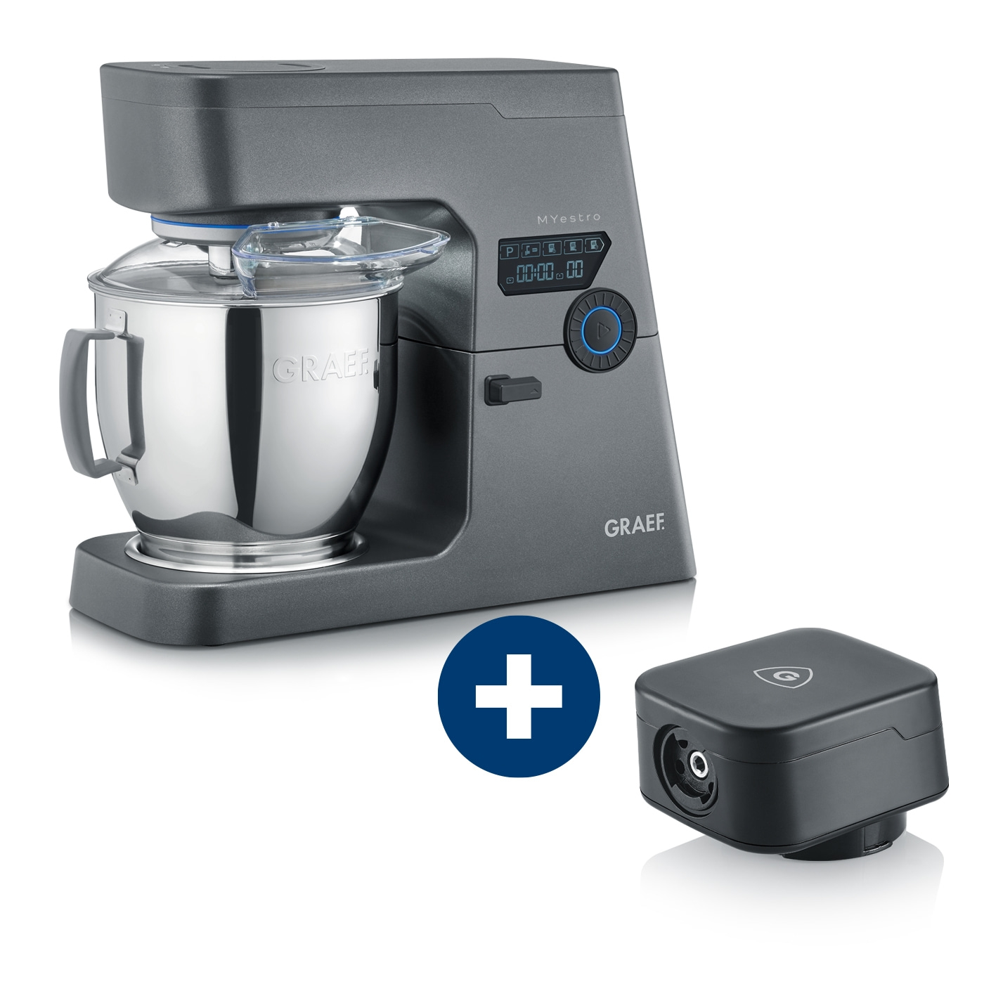 Küchenmaschine mit Zubehör, grau, Marke Graef, MyEstro, Edelstahl