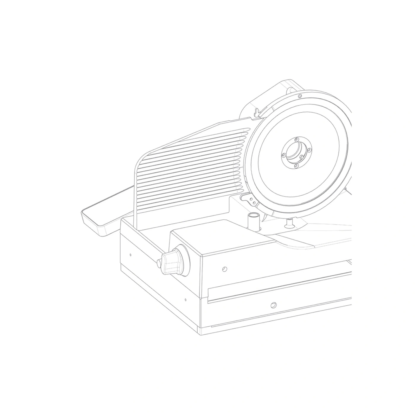 Fleischschneidemaschine, Detailansicht, technische Zeichnung, Küchengerät, Messer