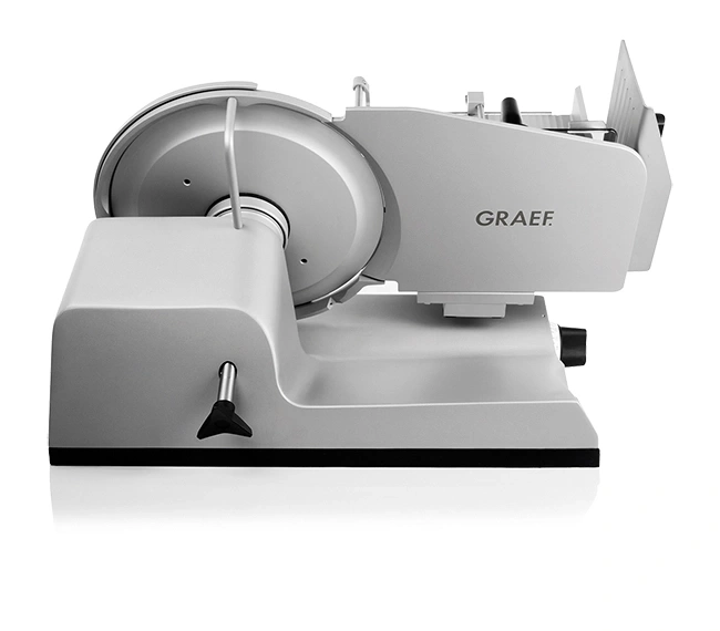 Graef Fleischschneidemaschine, silberfarben, professionelles Küchengerät, Lebensmittelzubereitung