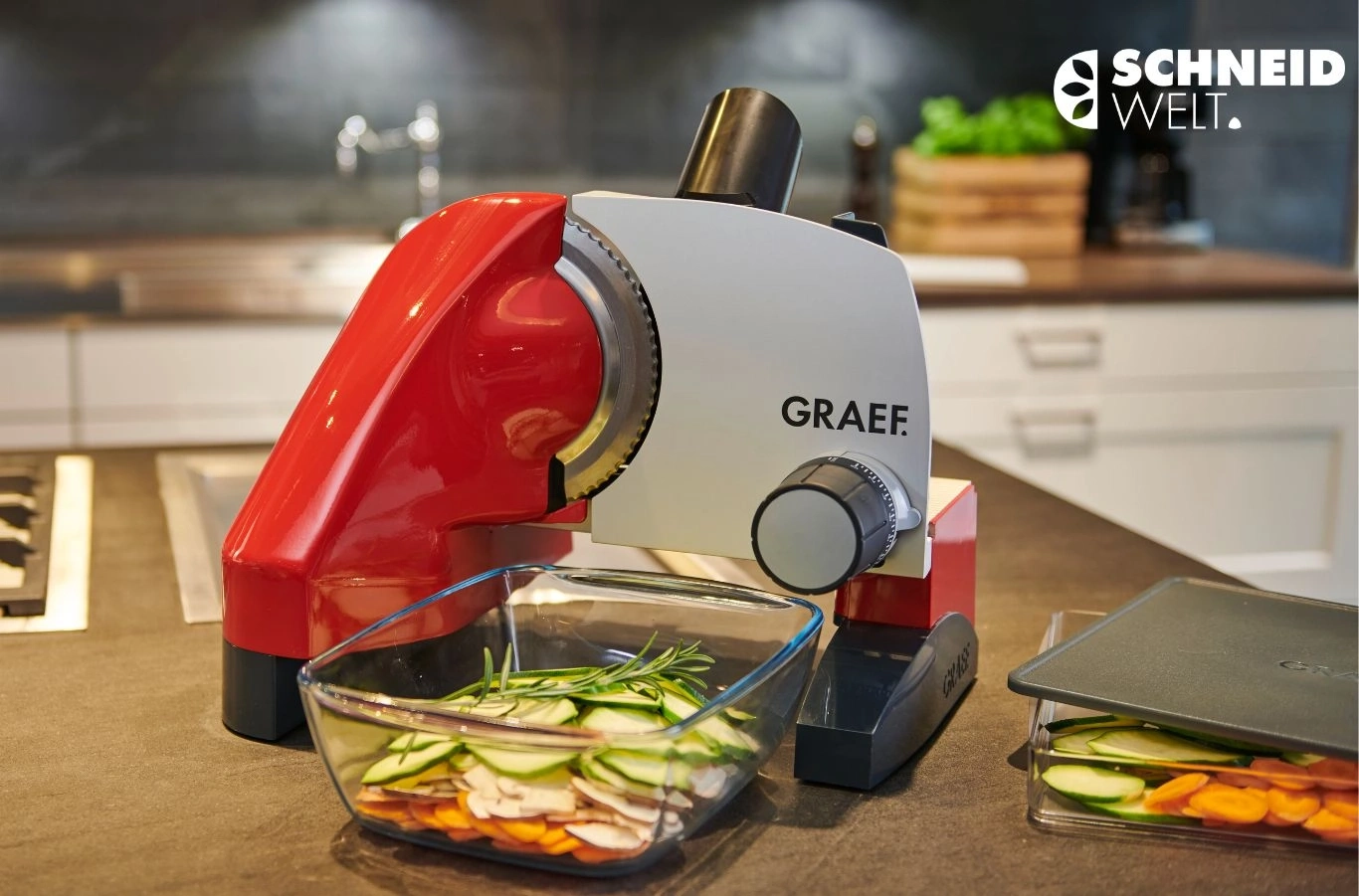 Graef Allesschneider mit Gemüse, Küche, Schneidemaschine, Lebensmittel, Zubehör
