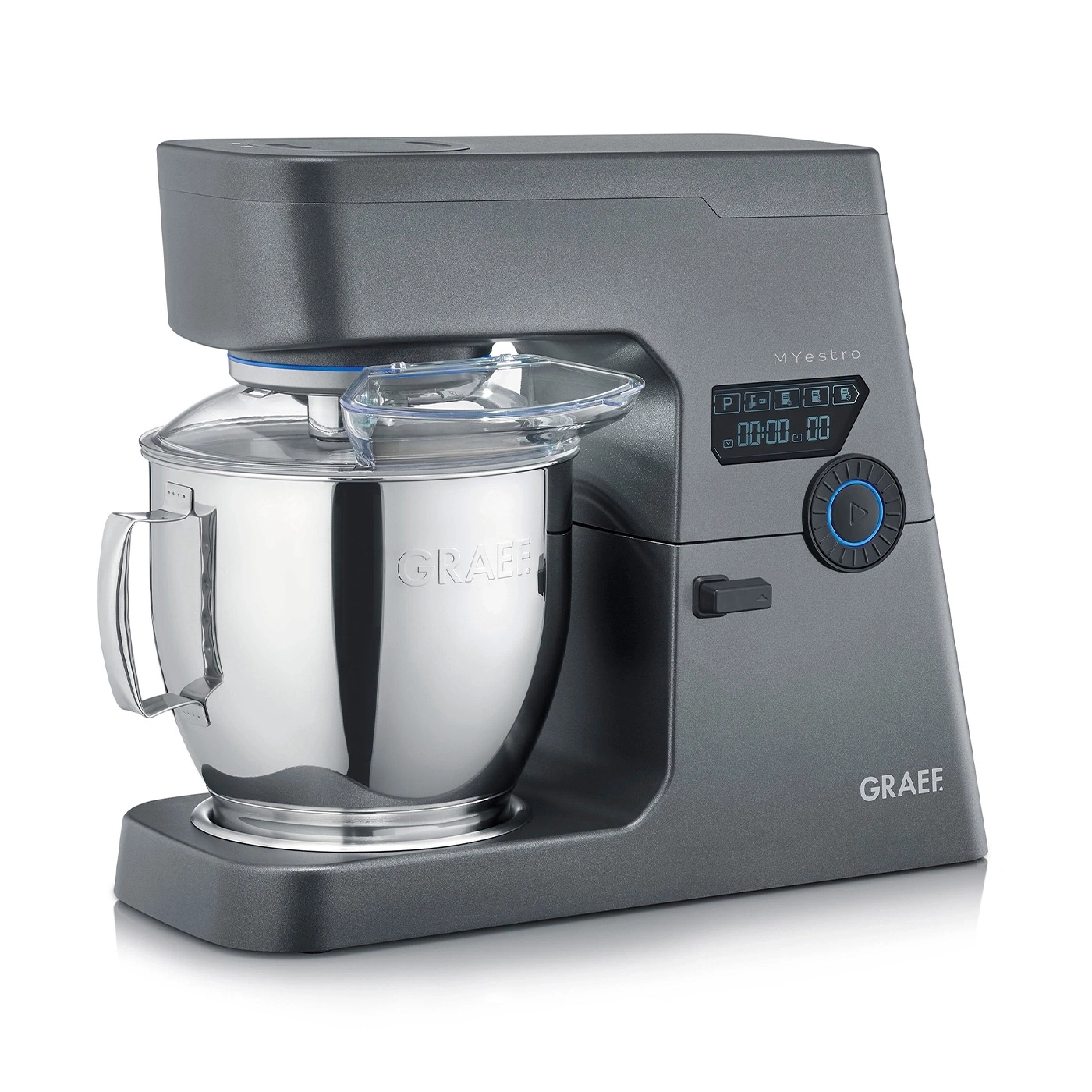 Graef MYestro Küchenmaschine, grau, Edelstahl-Schüssel, Digitalanzeige, modernes Design
