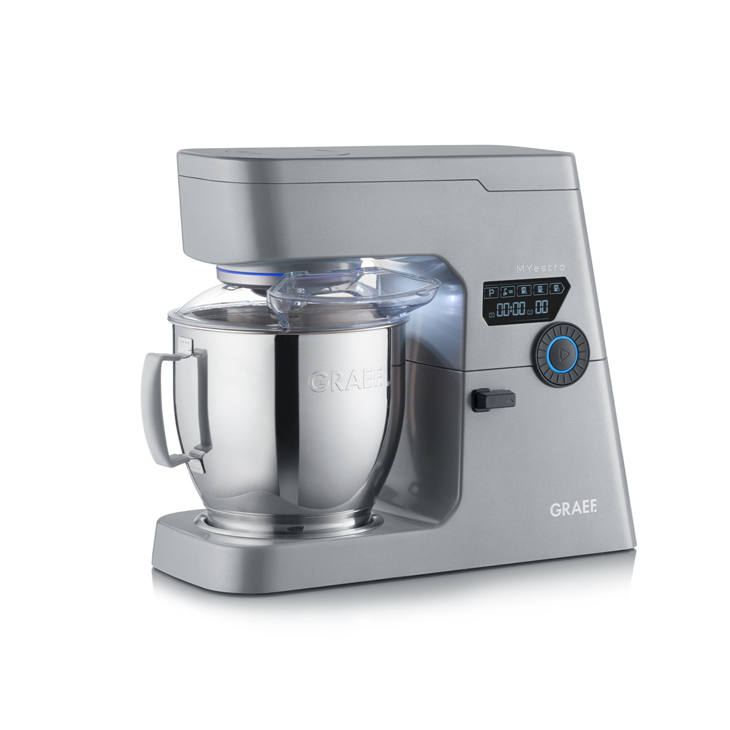 Graef Myestro kitchen machine, silver, stainless steel, modern design, kitchen appliance