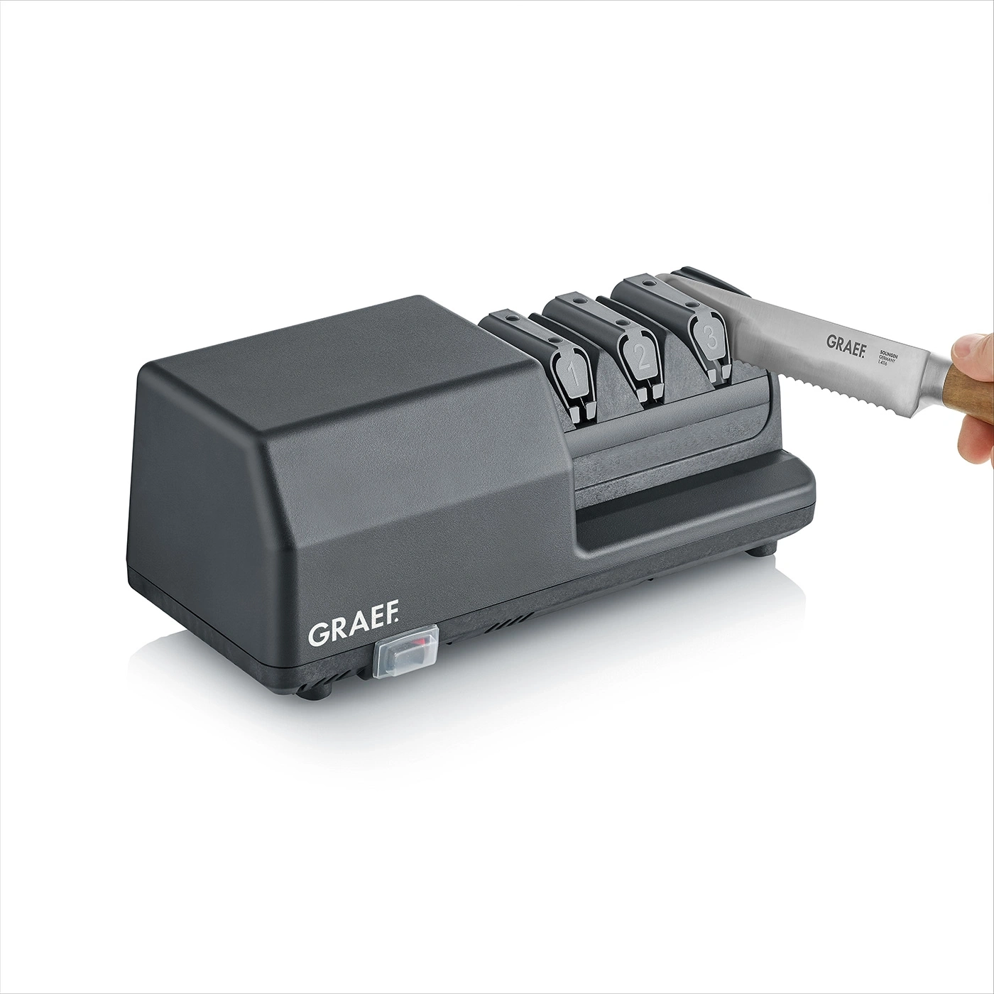 Graef Messerschärfer mit Messer, grau, zum Schärfen von Messern