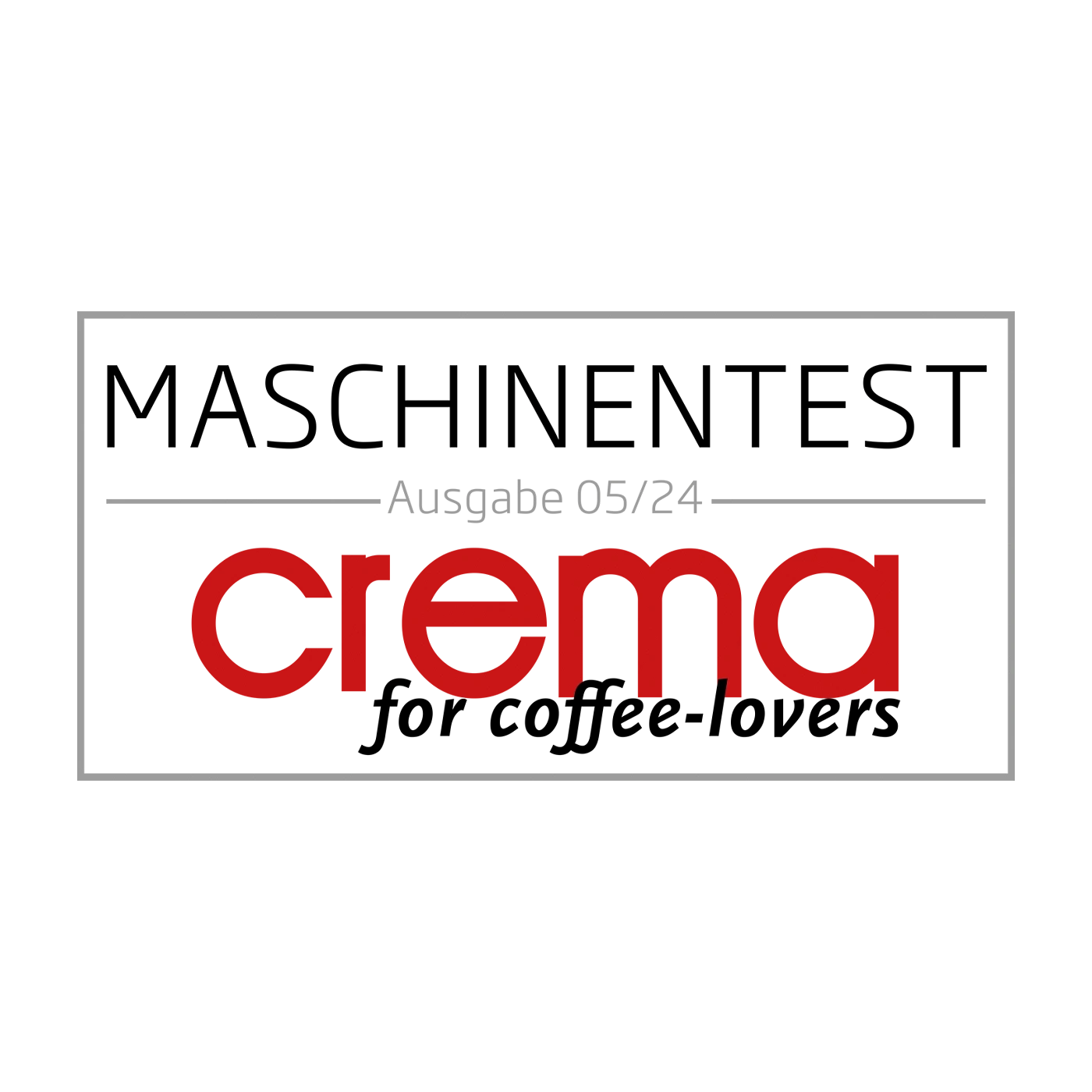 Logo mit schwarzem Text auf grauem Hintergrund und rotem Kreis