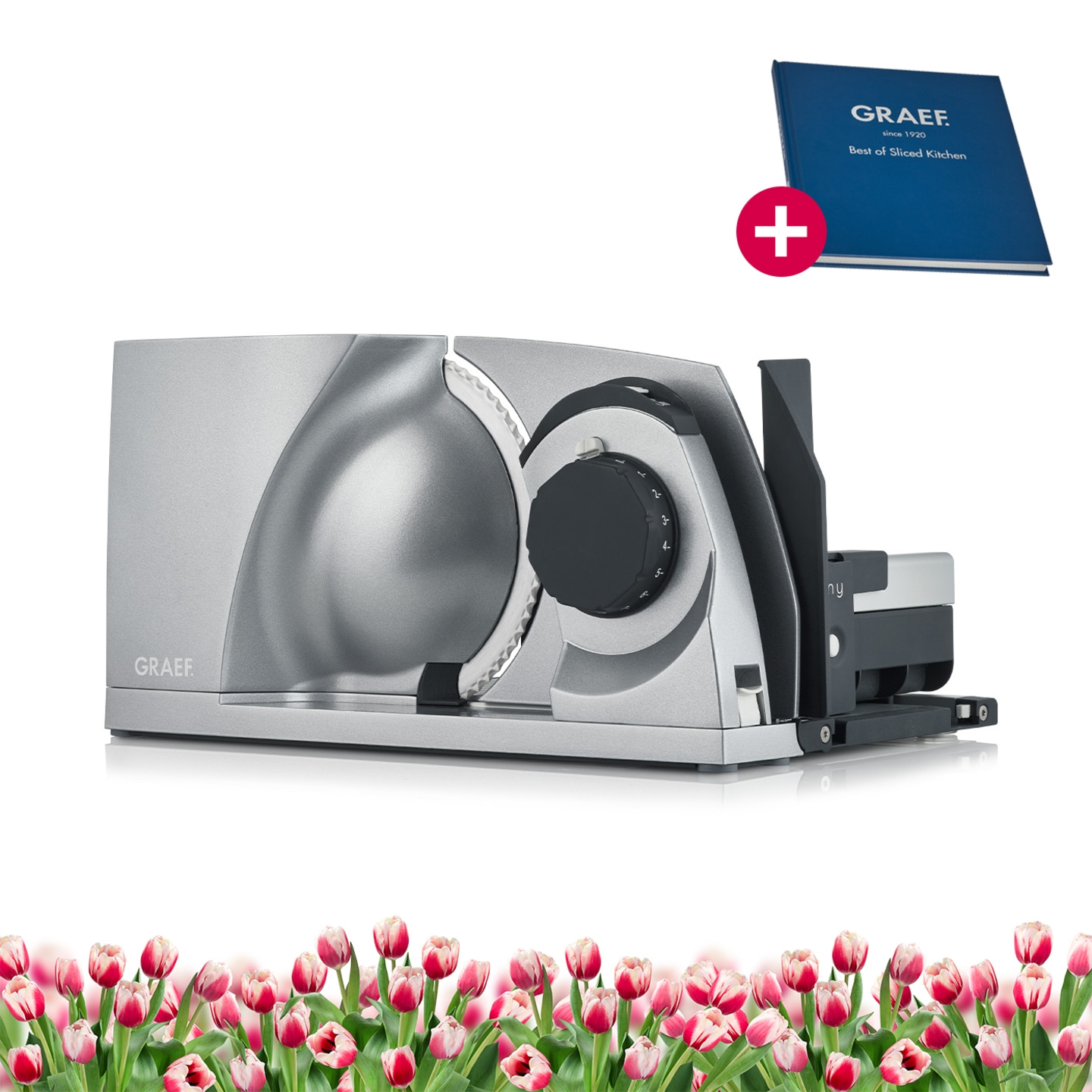 Trancheuse universelle pliable MYtiny, argent Génialement petit, génialement simple !