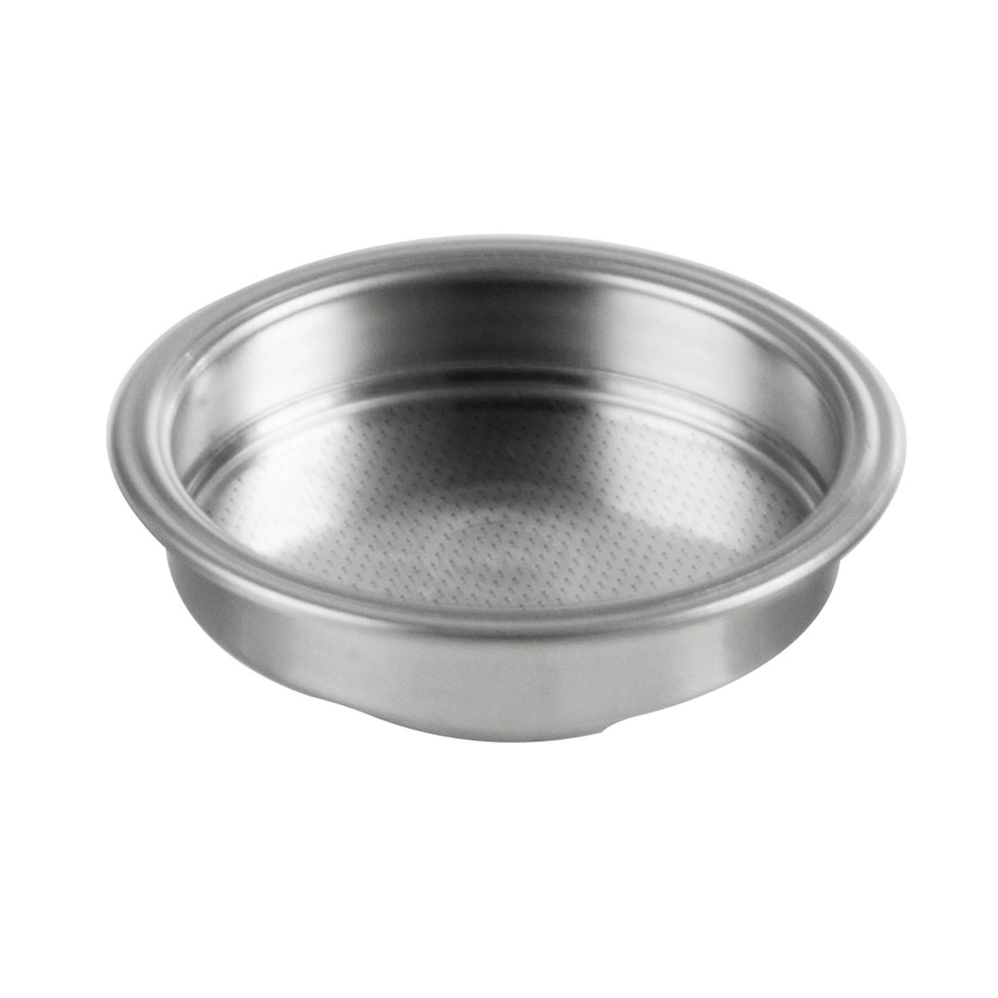 Edelstahl-Kaffeefilter, rund, mit Löchern, für Espresso, isoliert auf Weiß