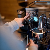 Siebträger-Espressomaschine Estessa Edelstahl / Rot