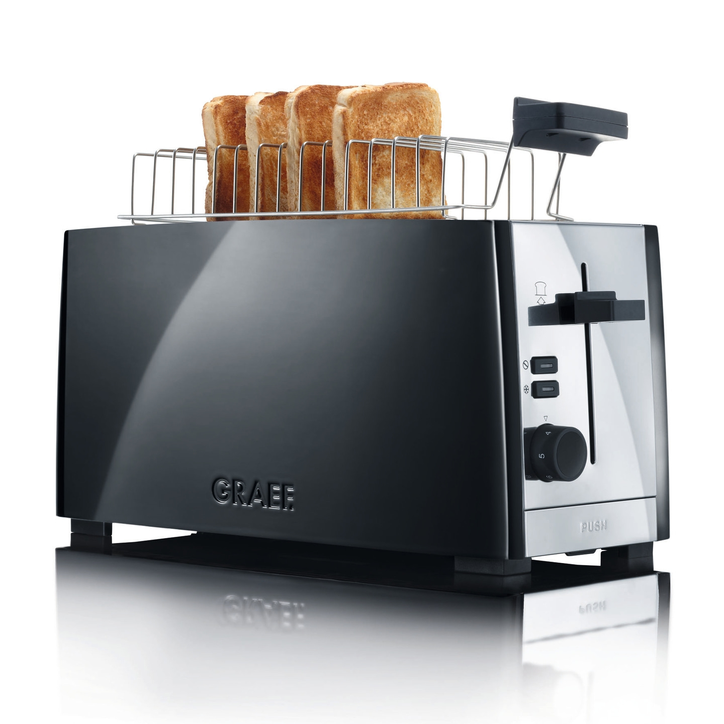 Graef Toaster mit Toastbrotscheiben, schwarz und silber, modern, Küche
