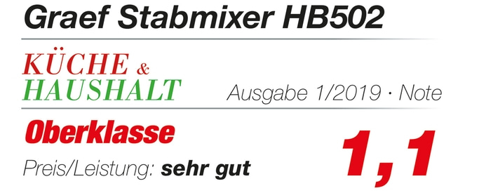 Graef Stabmixer HB502, Note 1,1, Küche & Haushalt, Ausgabe 1/2019, Oberklasse, Preis/Leistung: sehr gut