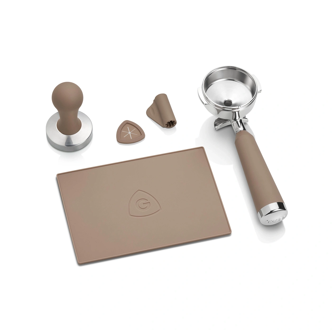 Kaffeemaschinenzubehör-Set mit Tamper, Matte und Siebträger