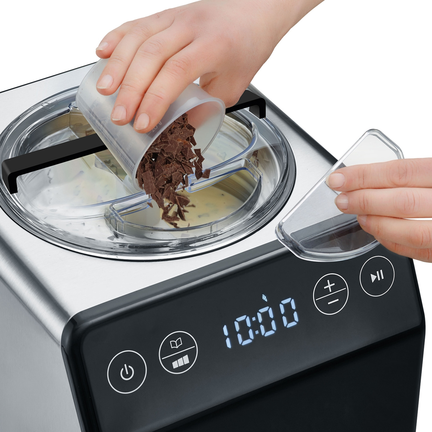 Eismaschine IM700, Edelstahl-schwarz 2 in 1 mit Joghurtfunktion