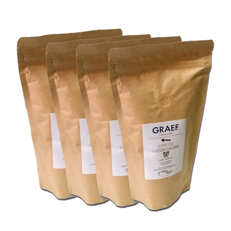 4x Espresso Coffein wake up, 250g ganze Bohnen (100% Robusta)