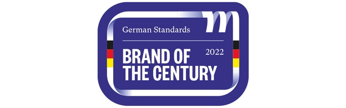 Brand of the Century 2022, German Standards, blue logo with German flag