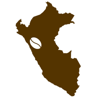 Carte du Pérou avec grain de café indiquant le lieu de culture.