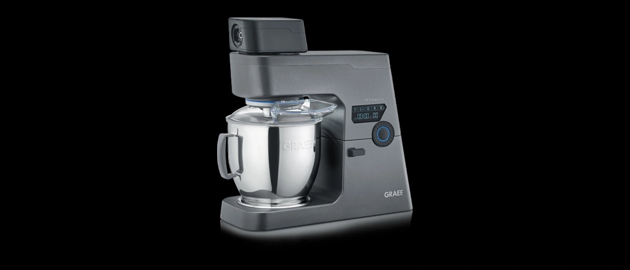 Graef Küchenmaschine, grau, Edelstahl, modernes Design, professionell, Kochen, Backen, Küche