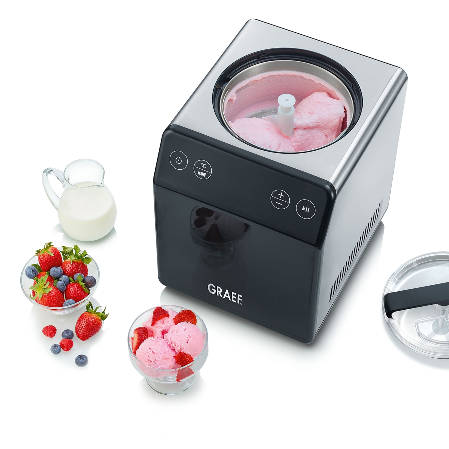 Eismaschine IM700, Edelstahl-schwarz 2 in 1 mit Joghurtfunktion