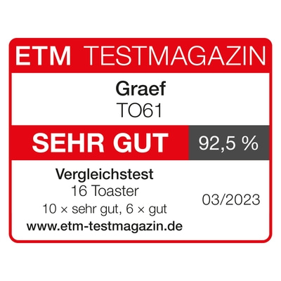 ETM Test Magazine review: Graef TO61, VERY GOOD, 92.5%, comparison test 03/2023