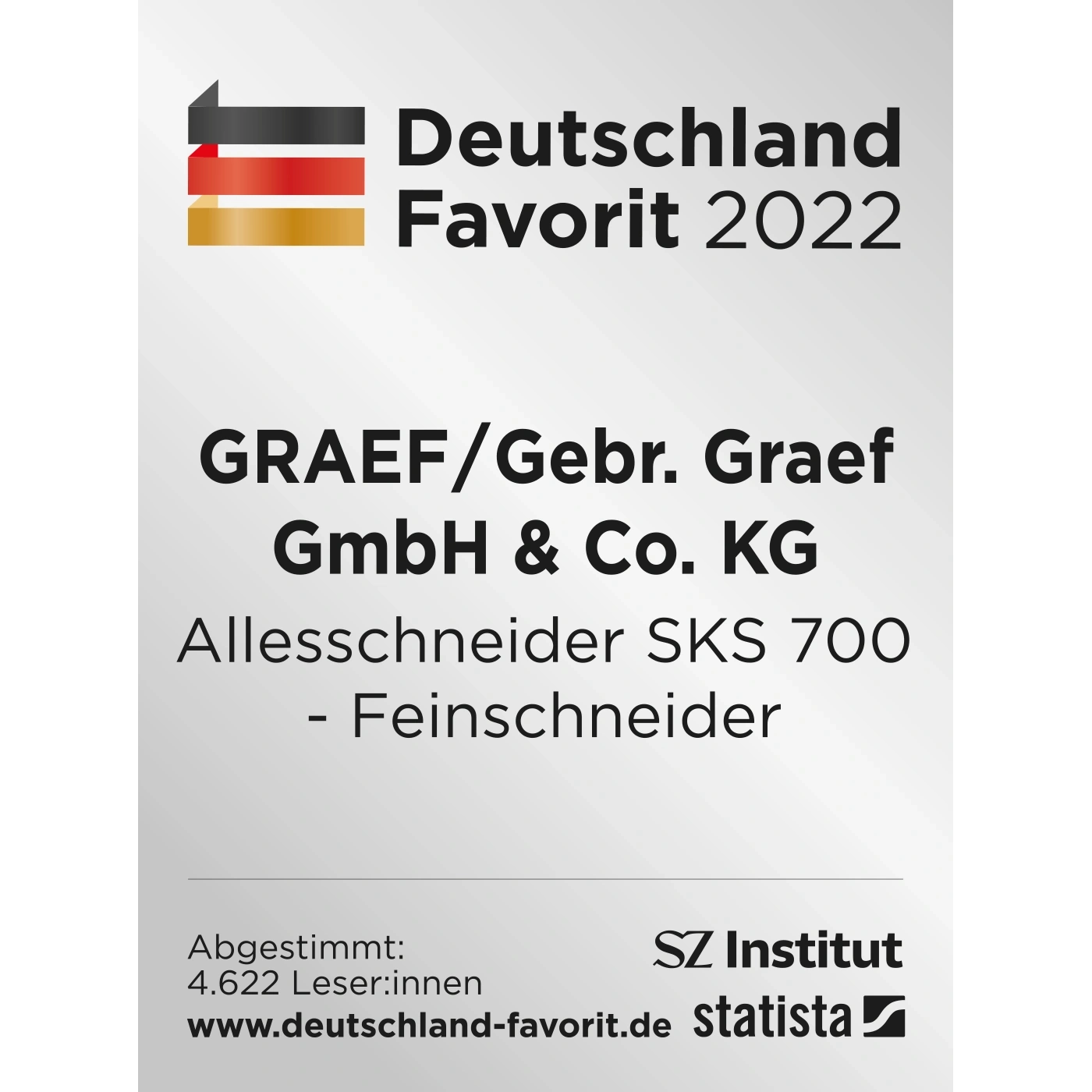 Auszeichnung Deutschland Favorit 2022 für GRAEF Allesschneider SKS 700 Feinschneider
