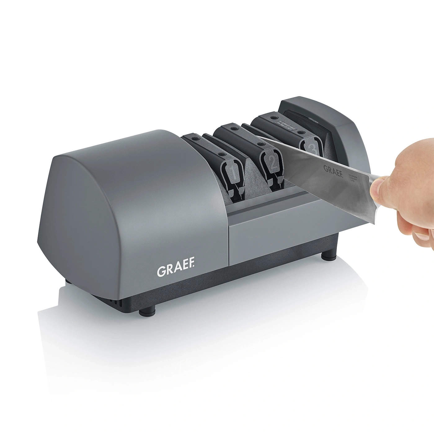 Graef Messerschärfer, Messer, Hand, Schärfen, Küche, Werkzeug, grau, Gerät, Metall, Klinge