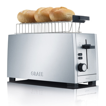 GRAEF Toaster in Silber mit Brötchenaufsatz und Brötchen