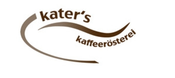 Logo of Kater's coffee roastery, brown text and curved line design.