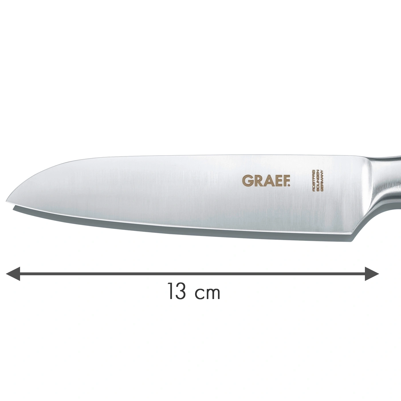 Küchenmesser, 13 cm lang, mit GRAEF-Logo, aus Solingen, Deutschland.