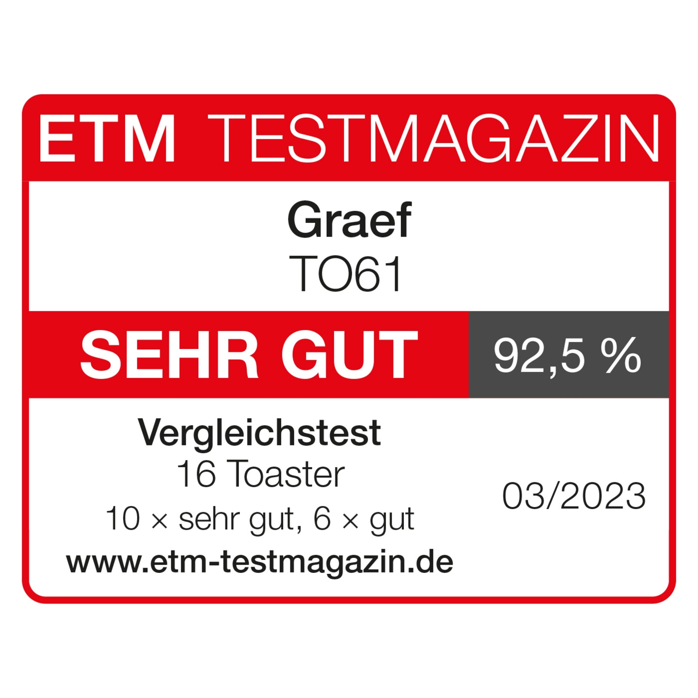 Toaster TO61 kompakt, für 2 Scheiben Toast