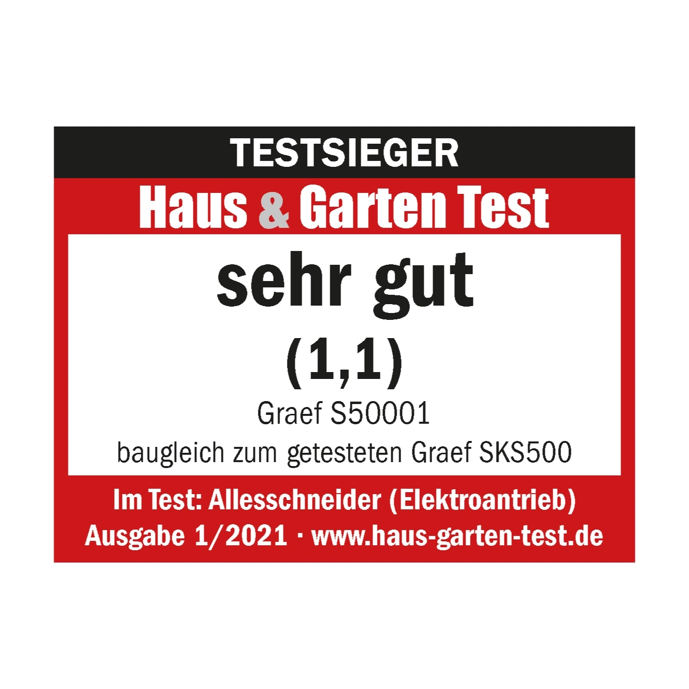 Testsieger Haus & Garten Test, sehr gut (1,1), Graef S50001, Allesschneider, Ausgabe 1/2021