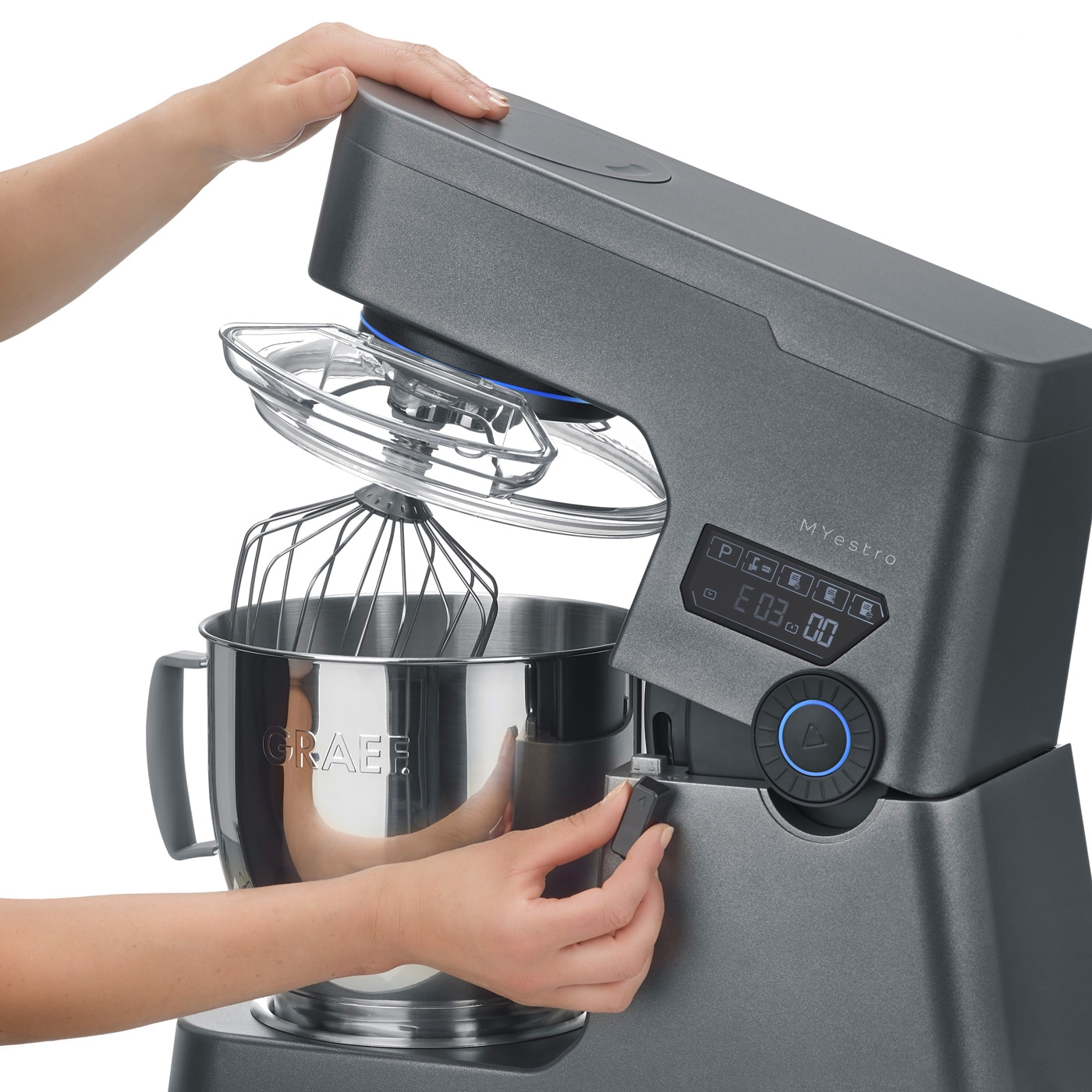 Küchenmaschine MYestro, eisenglimmergrau Mehr Power. Mehr Menge. Mehr GRAEF.
