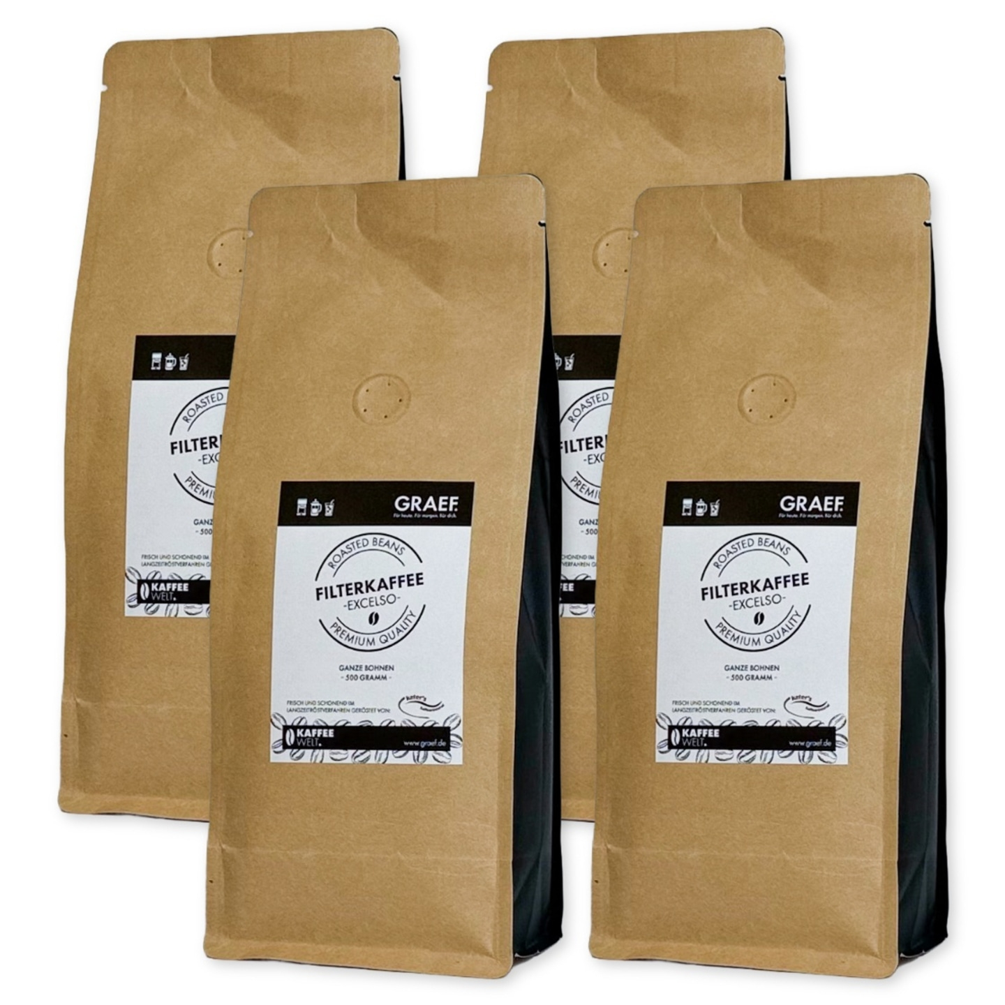 4x 250g Espresso Strong & Warm ganze Bohne (Arabica & Robusta)