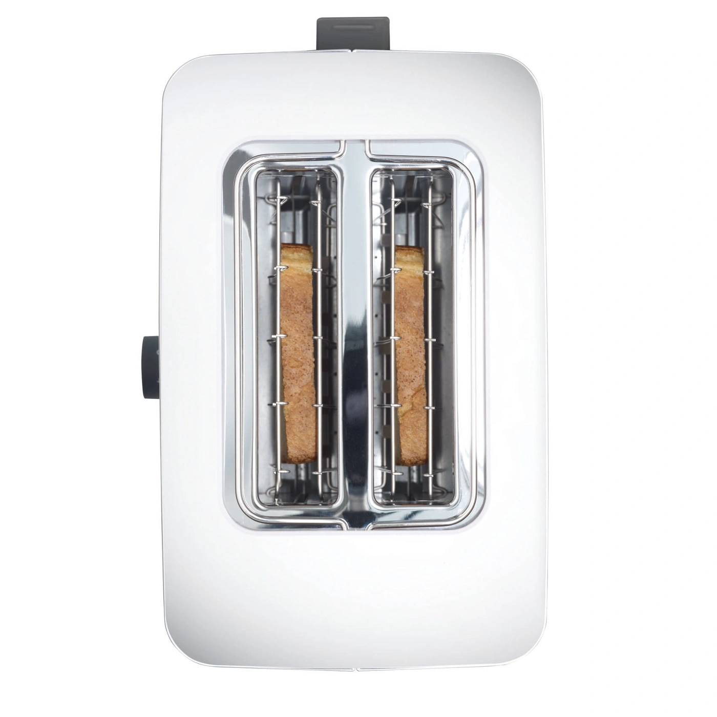 Toaster mit zwei Toastscheiben, die aus dem Toaster herausragen