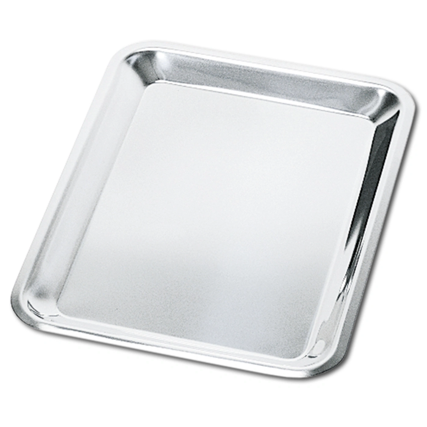 Silberne Backform, rechteckig, leer, glänzend, für Küche und Backen, isoliert