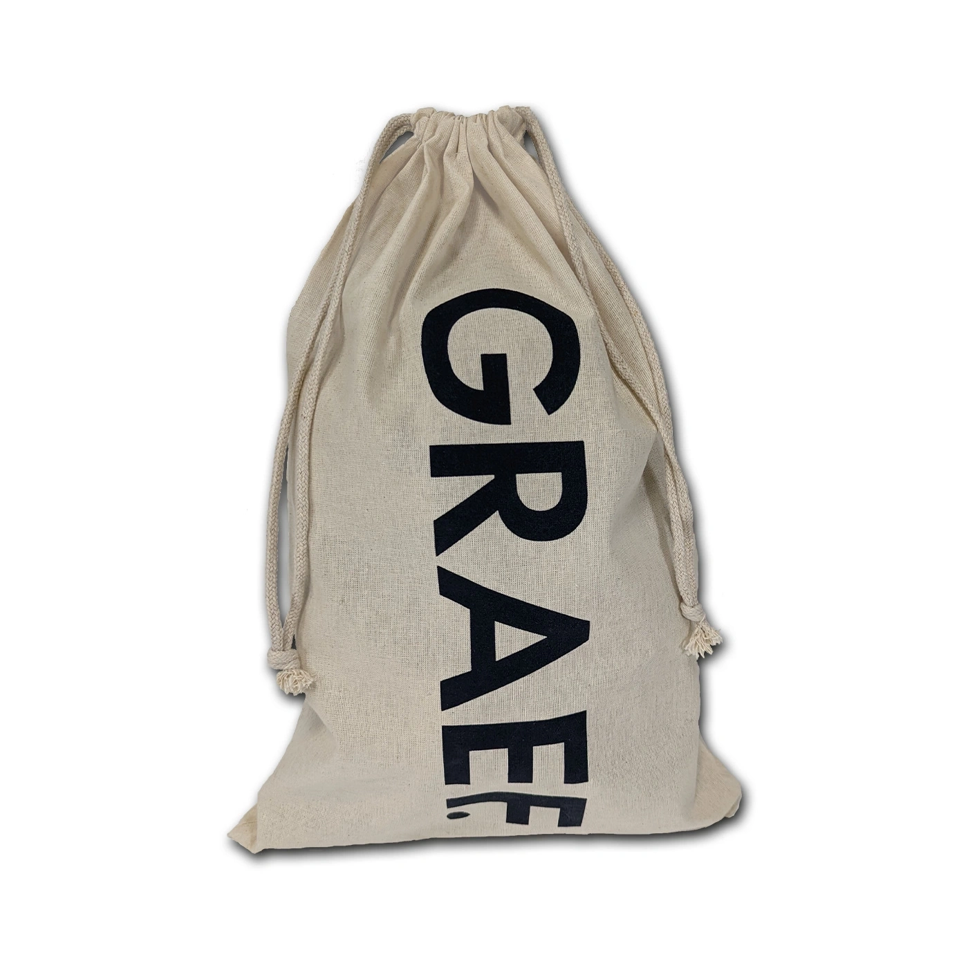 Beuteltasche mit Aufschrift GRAEF, Kordelzug, beigefarben, Textil