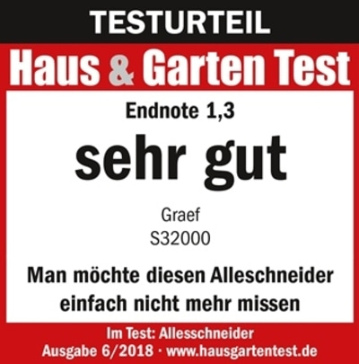 Test result Haus & Garten Test: Grade 1.3, very good, Graef S32000, food slicer, issue 6/2018