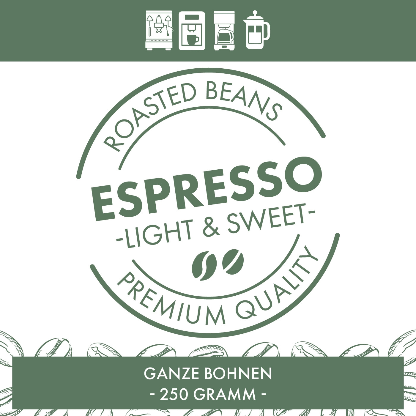 Espresso Light & Sweet, 250 g ganze Bohne (Arabica & Robusta)