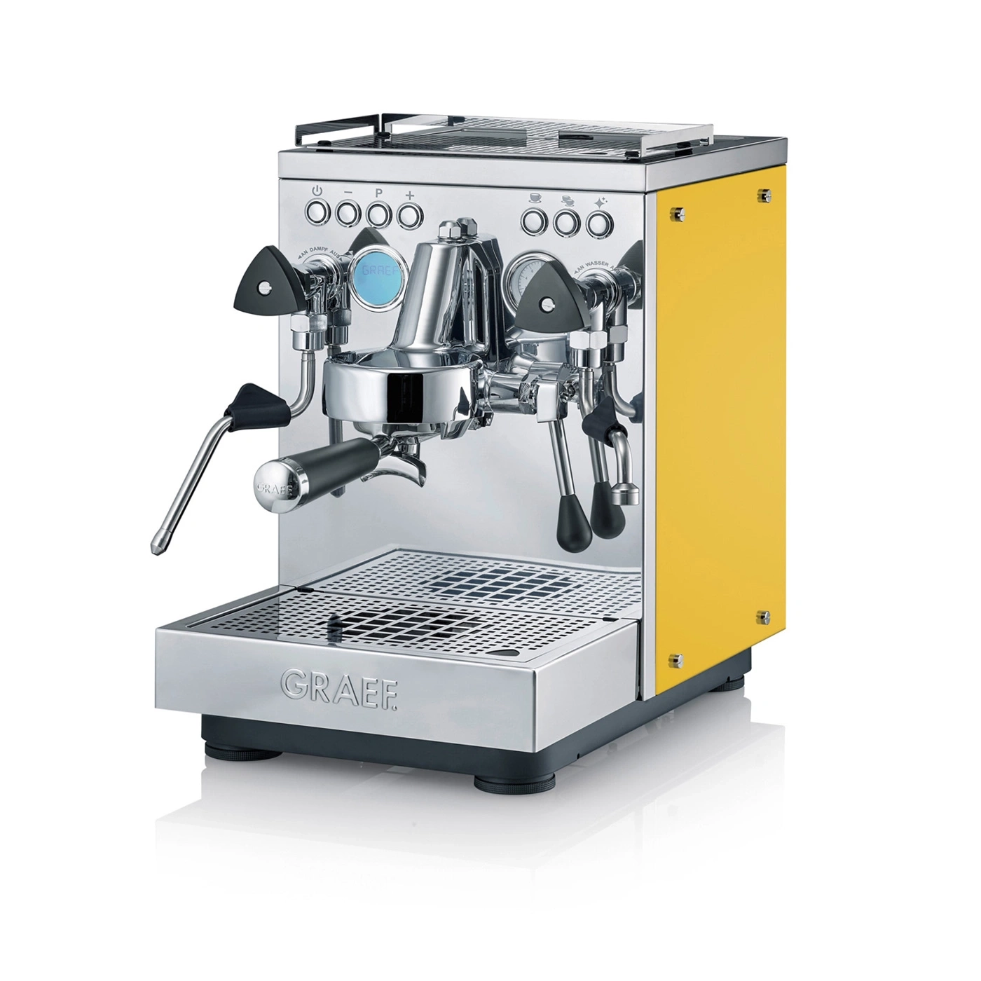 Siebträger-Espressomaschine Estessa Edelstahl / Gelb